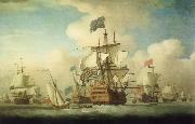 Monamy, Peter A fleet coming to anchor oil painting